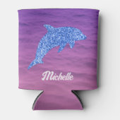 Personalisierter blauer Glitzer Dolphin Rosa und L Dosenkühler (Vorderseite)