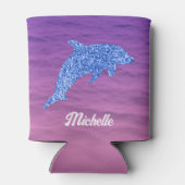 Personalisierter blauer Glitzer Dolphin Rosa und L Dosenkühler (Rückseite)