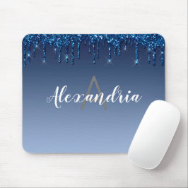 Personalisierter blauer Glitzer Mousepad