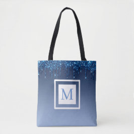 Personalisierter blauer Glitzer Tasche