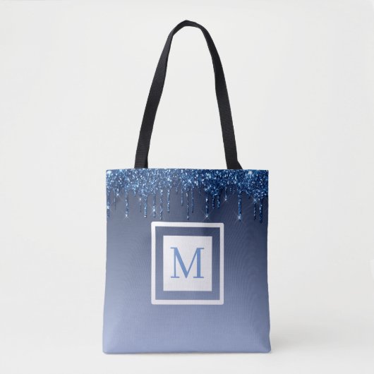 Personalisierter blauer Glitzer Tasche (Vorderseite)