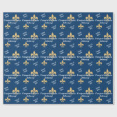 Personalisierter blauer GoldLilien-Abschluss Geschenkpapier (Flach)