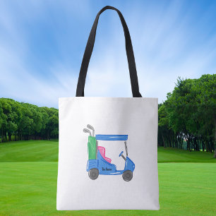 Personalisierter blauer Golfwagen-Tote  Tasche