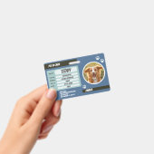 Personalisierter blauer grüner Hund Fotoausweis Ausweis (Handheld)