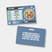 Personalisierter blauer grüner Hund Fotoausweis Ausweis (Vorder- & Rückseite)