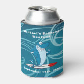 Personalisierter Blauer Hai Bachelor Surfwoche Dosenkühler (Kanne Vorderseite)