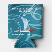 Personalisierter Blauer Hai Bachelor Surfwoche Dosenkühler (Vorderseite)