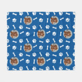 Personalisierter blauer Hund Foto Druckmuster Fleecedecke (Vorderseite (Horizontal))