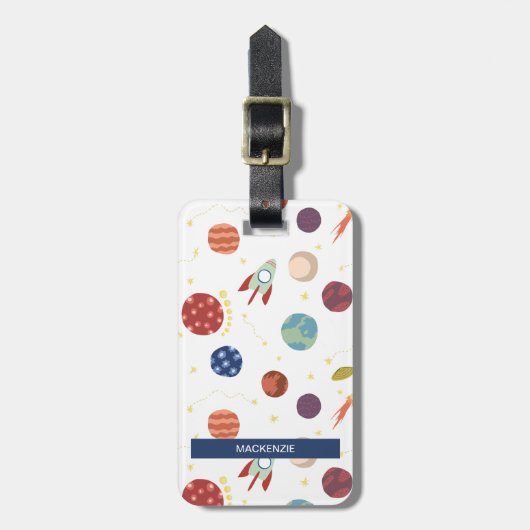 Personalisierter blauer kosmischer Gepäckträger Gepäckanhänger (Vorderseite vertikal)