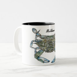 Personalisierter Blauer Krebs Zweifarbige Tasse