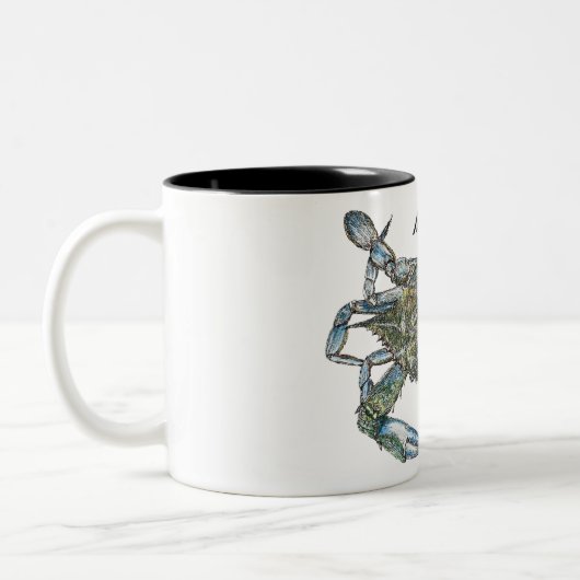 Personalisierter Blauer Krebs Zweifarbige Tasse (Links)