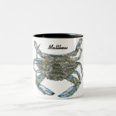 Personalisierter Blauer Krebs Zweifarbige Tasse (Mittel)