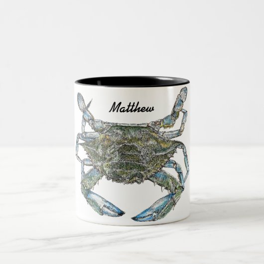 Personalisierter Blauer Krebs Zweifarbige Tasse (Mittel)