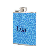 Personalisierter Blauer Leopard-Skin Flachmann (Links)