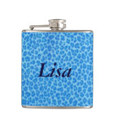 Personalisierter Blauer Leopard-Skin Flachmann (Vorderseite)