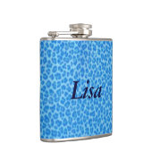 Personalisierter Blauer Leopard-Skin Flachmann (Rechts)