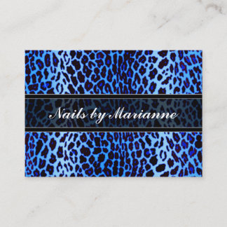 Personalisierter blauer Leopard-Tierdruck Visitenkarte