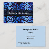 Personalisierter blauer Leopard-Tierdruck Visitenkarte (Vorne/Hinten)