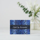 Personalisierter blauer Leopard-Tierdruck Visitenkarte (Stehend Vorderseite)