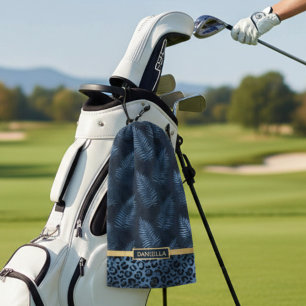 Personalisierter blauer Leoparden-Druck tropischer Golfhandtuch