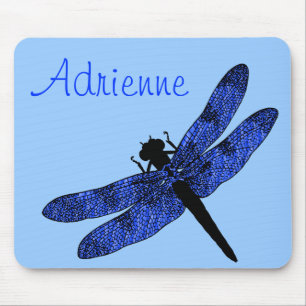 Personalisierter blauer Libellenanhänger Mousepad