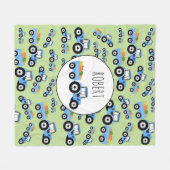 Personalisierter blauer LKW-Landbau Fleecedecke (Vorderseite (Horizontal))