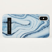 Personalisierter blauer Marmor Case-Mate iPhone Hülle (Rückseite (Horizontal))