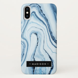 Personalisierter blauer Marmor iPhone X Hülle