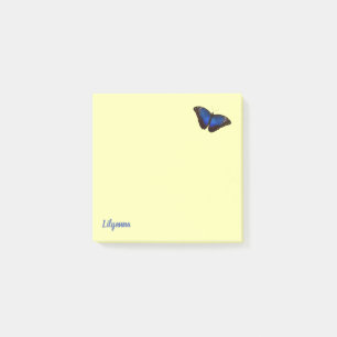 Personalisierter Blauer Morpho-Schmetterling auf b Post-it Klebezettel
