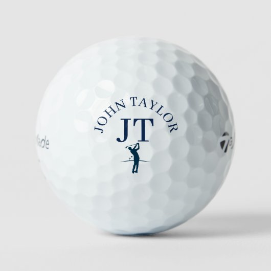 Personalisierter blauer Name und Initialen Golfball (Vorderseite)