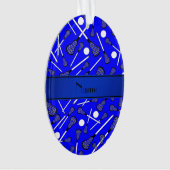 Personalisierter blauer Namenslacrosse Ornament (Vorderseite)