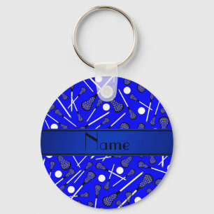 Personalisierter blauer Namenslacrosse Schlüsselanhänger