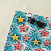 Personalisierter blauer nautischer Seestern Strandtuch (Beispiel)