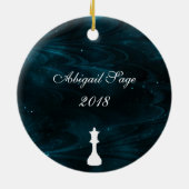 Personalisierter Blauer Nebel Keramik Ornament (Hinten)