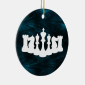 Personalisierter Blauer Nebel Schach König Weihnac Keramik Ornament (Rechts)
