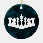 Personalisierter Blauer Nebel Schach König Weihnac Keramik Ornament (Vorne)
