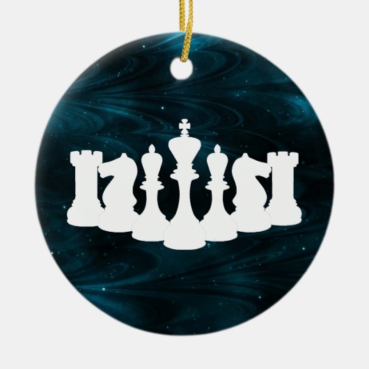 Personalisierter Blauer Nebel Schach König Weihnac Keramik Ornament (Vorne)