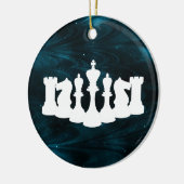 Personalisierter Blauer Nebel Schach König Weihnac Keramik Ornament (Links)