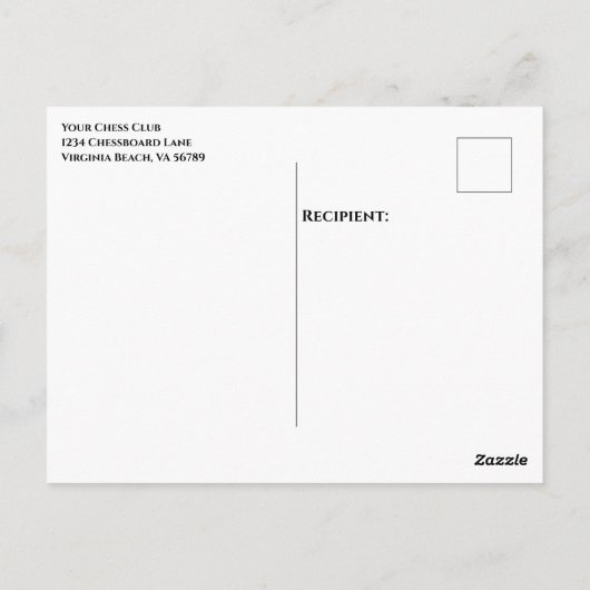 Personalisierter Blauer Nebel Schess Piece King Postkarte (Rückseite)