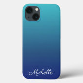 Personalisierter, blauer Ober-Farbverlauf Case-Mat Case-Mate iPhone Hülle (Rückseite)