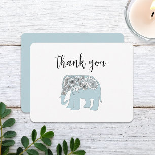 Personalisierter blauer Paisley-Elefant Dankeskarte