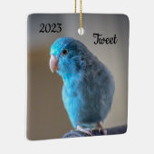 Personalisierter Blauer Parrotlet-Bird Keramikornament (Rechts)