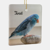 Personalisierter Blauer Parrotlet-Bird Keramikornament (Rechts)