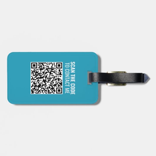 Personalisierter blauer QR-Code Gepäckanhänger (Rückseite horizontal)
