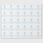 Personalisierter blauer Querjungen-erste heilige Geschenkpapier (Flach)