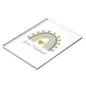 Personalisierter blauer Regenbogen Golden Hearts 3 Notizblock (Linke Seite)