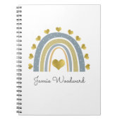 Personalisierter blauer Regenbogen Golden Hearts 3 Notizblock (Vorderseite)