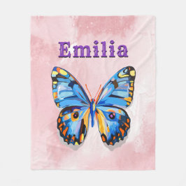 Personalisierter Blauer Rosa Schmetterling Fleecedecke