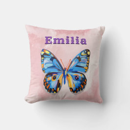 Personalisierter Blauer Rosa Schmetterling Kissen