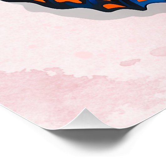 Personalisierter Blauer Rosa Schmetterling Poster (Ecke)